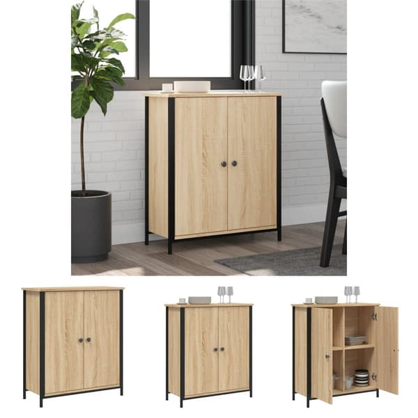 The Living Store Skänk sonoma-ek 70x30x80 cm konstruerat trä - Skänkar & serveringsbord