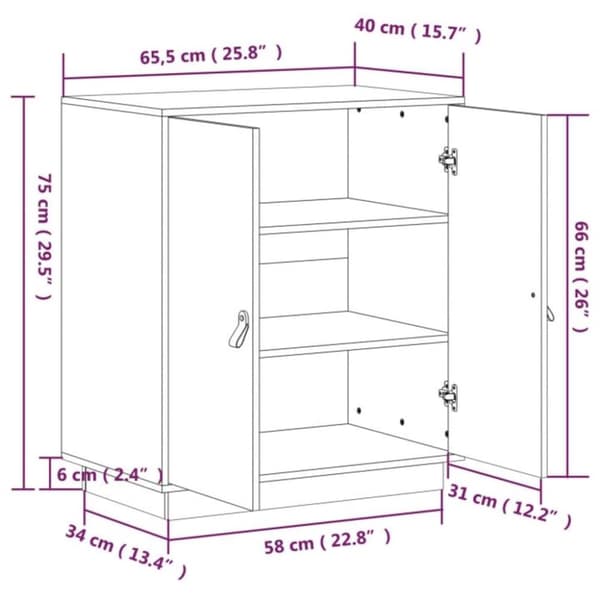 The Living Store Skänk 65,5x40x75 cm massiv furu - Skänkar & serveringsbord