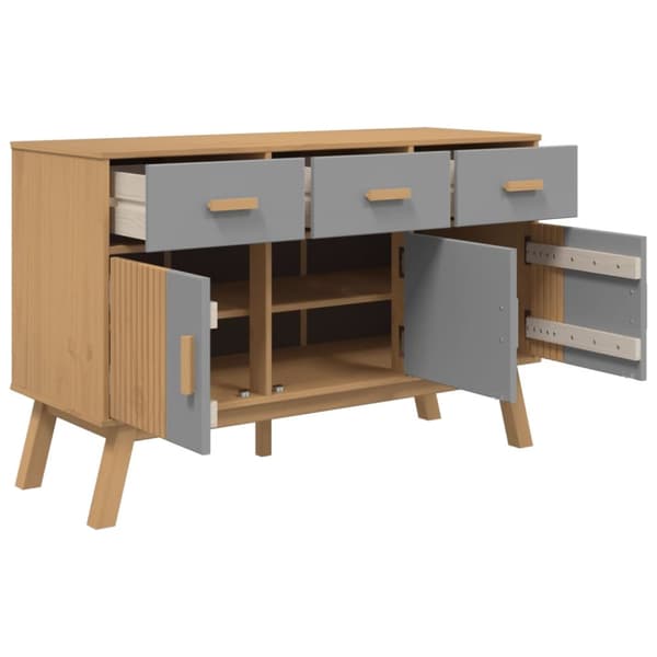 The Living Store Skänk OLDEN grå & brun 114x43x73,5cm massiv furu - Skänkar & serveringsbord