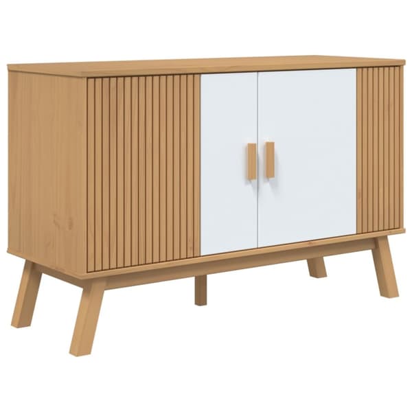 The Living Store Skänk OLDEN vit och brun 114x43x73,5 cm massiv furu -  Skänkar & serveringsbord
