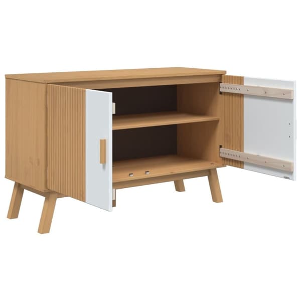 The Living Store Skänk OLDEN vit och brun 114x43x73,5 cm massiv furu -  Skänkar & serveringsbord