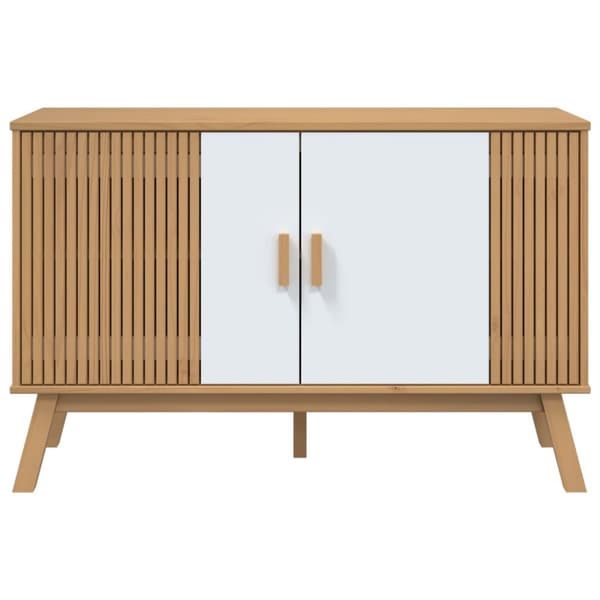 The Living Store Skänk OLDEN vit och brun 114x43x73,5 cm massiv furu -  Skänkar & serveringsbord