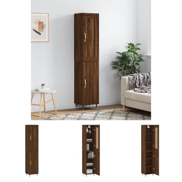 The Living Store skab 34,5x34x180 cm konstrueret træ brun egetræsfarve -  Skænke