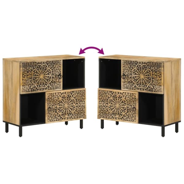 The Living Store Sivukaappi 80x33x75 cm täysi mangopuu - Tarjoilupöydät & senkit