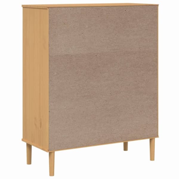 The Living Store skænk SENJA 90x40x112 cm rattan-look massivt fyrretræ brun - Skænke