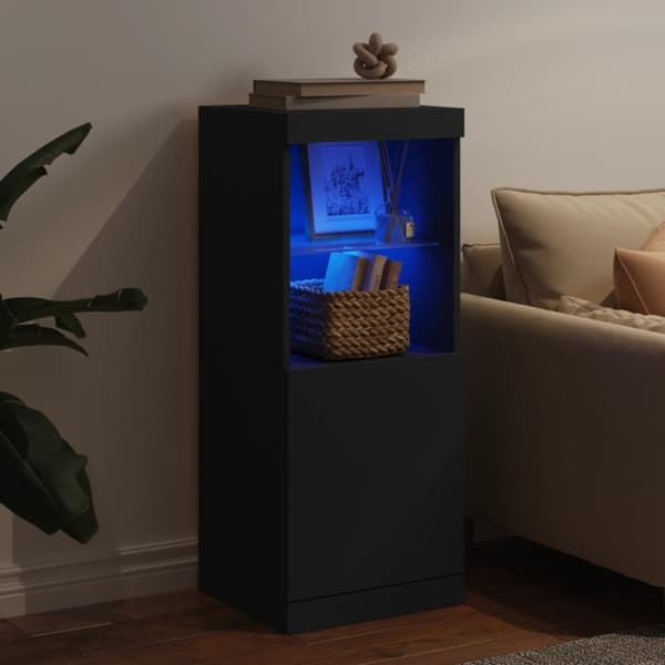 The Living Store skænk med LED-lys 41x37x100 cm sort - Skænke