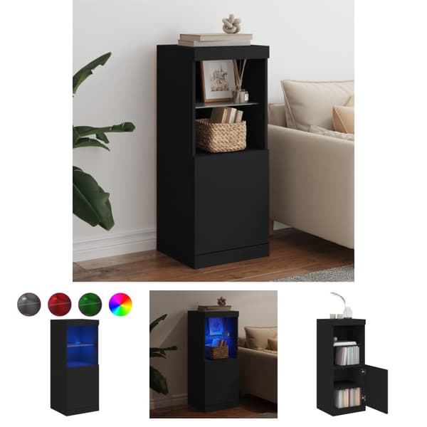 The Living Store skænk med LED-lys 41x37x100 cm sort - Skænke