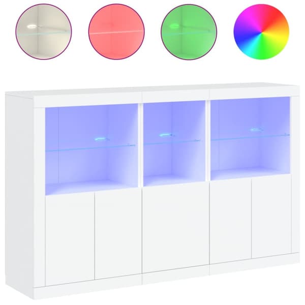 The Living Store Skänk med LED-belysning vit 162x37x100 cm - Skänkar & serveringsbord