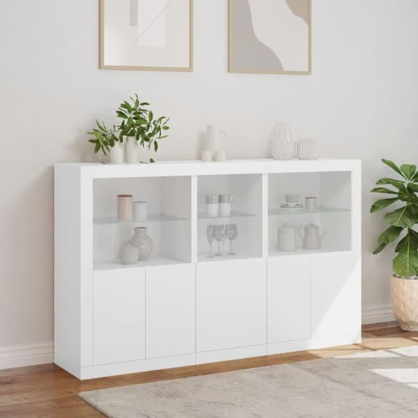 The Living Store Skänk med LED-belysning vit 162x37x100 cm - Skänkar & serveringsbord