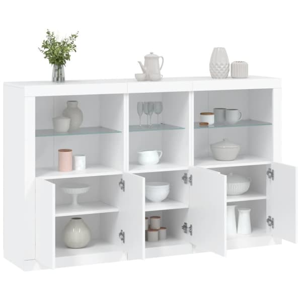 The Living Store Skänk med LED-belysning vit 162x37x100 cm - Skänkar & serveringsbord