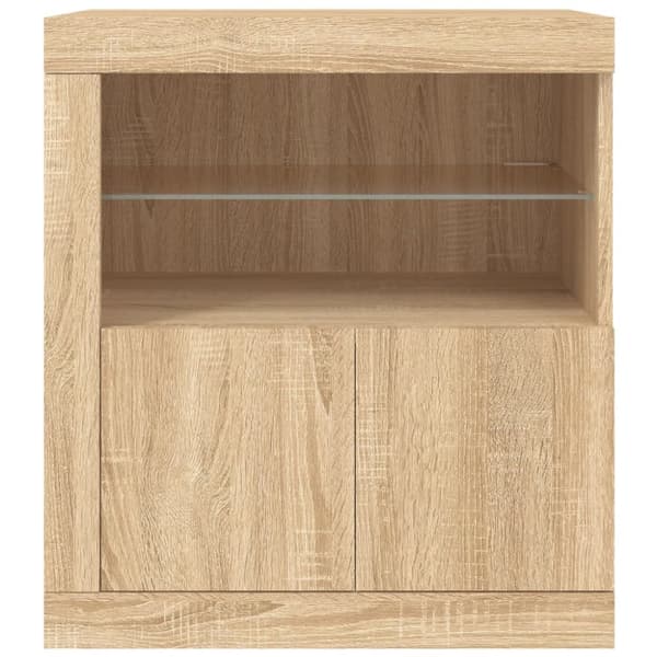 The Living Store skænk med LED-lys 60,5x37x67 cm sonoma-eg -  Skænke