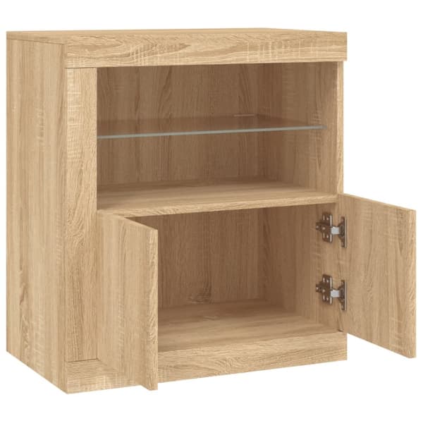 The Living Store skænk med LED-lys 60,5x37x67 cm sonoma-eg - Skænke