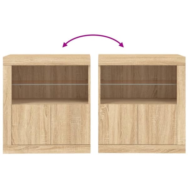 The Living Store skænk med LED-lys 60,5x37x67 cm sonoma-eg - Skænke