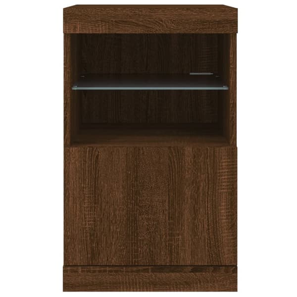 The Living Store skænk med LED-lys 41x37x67 cm brun egetræsfarve - Skænke