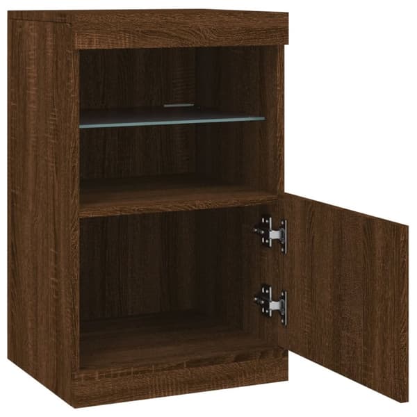 The Living Store skænk med LED-lys 41x37x67 cm brun egetræsfarve - Skænke
