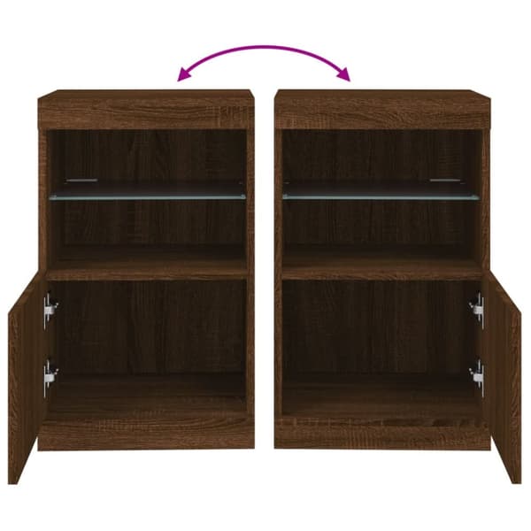 The Living Store skænk med LED-lys 41x37x67 cm brun egetræsfarve - Skænke