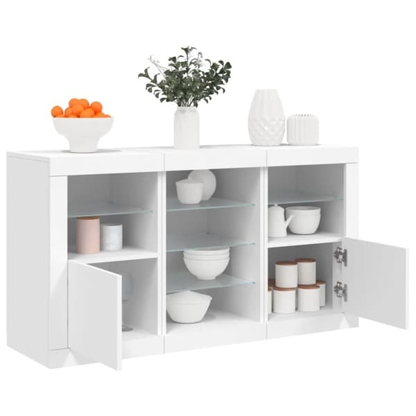 The Living Store Senkki LED-valoilla valkoinen 123x37x67 cm -  Tarjoilupöydät & senkit