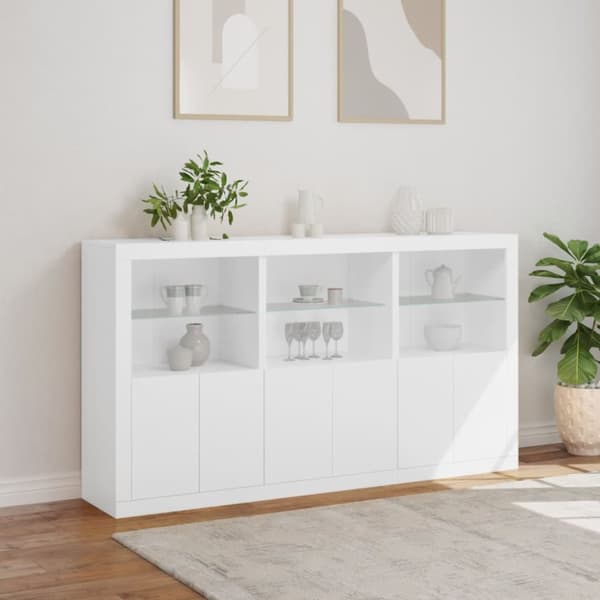 The Living Store Senkki LED-valoilla valkoinen 181,5x37x100 cm - Tarjoilupöydät & senkit