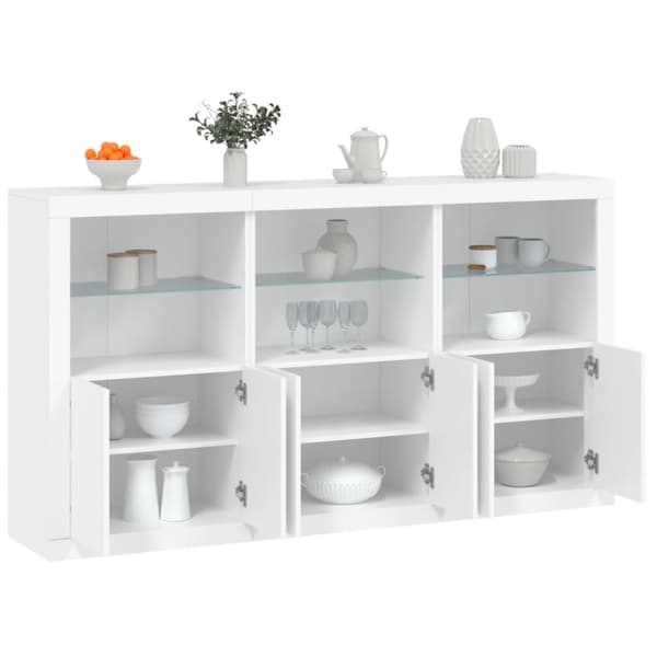 The Living Store Senkki LED-valoilla valkoinen 181,5x37x100 cm -  Tarjoilupöydät & senkit