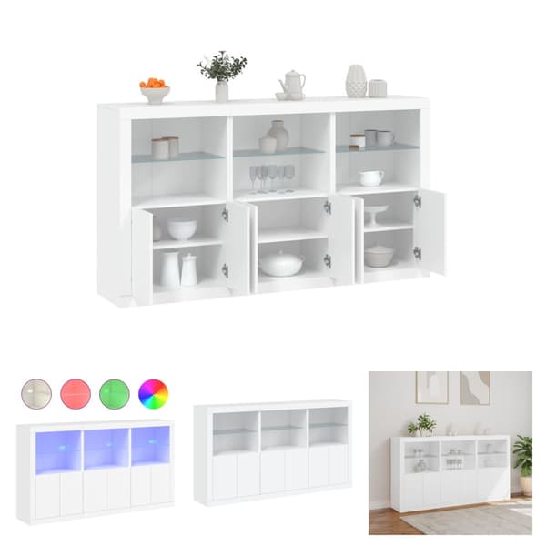 The Living Store Senkki LED-valoilla valkoinen 181,5x37x100 cm -  Tarjoilupöydät & senkit