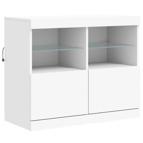The Living Store skænk med LED-lys 81x37x67 cm hvid - Skænke