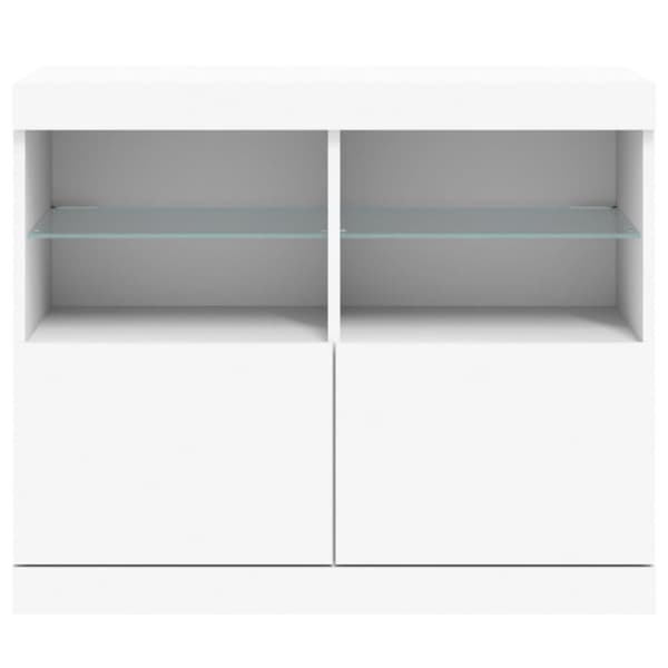 The Living Store skænk med LED-lys 81x37x67 cm hvid -  Skænke