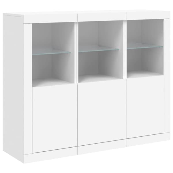The Living Store skænke med LED-lys 3 stk. konstrueret træ hvid - Skænke
