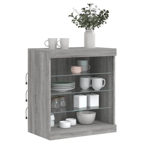 The Living Store skænk med LED-lys 60,5x37x67 cm grå sonoma-eg -  Skænke