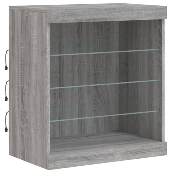The Living Store skænk med LED-lys 60,5x37x67 cm grå sonoma-eg -  Skænke