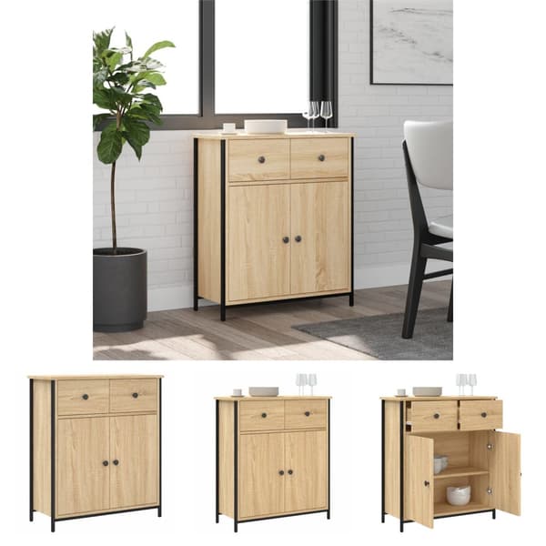 The Living Store Skänk sonoma-ek 70x30x80 cm konstruerat trä -  Skänkar & serveringsbord