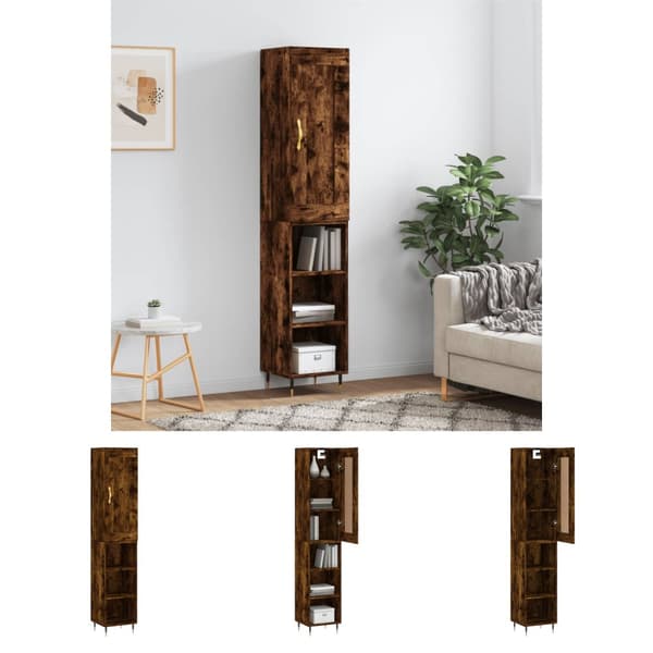 The Living Store skab 34,5x34x180 cm konstrueret træ røget egetræ -  Skænke