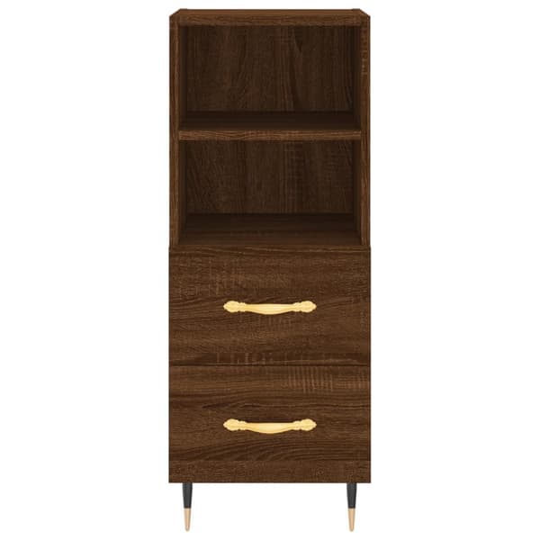 The Living Store Kaappi ruskea tammi 34,5x34x180 cm tekninen puu -  Tarjoilupöydät & senkit