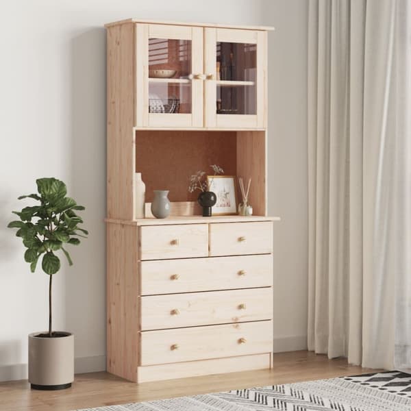 The Living Store skænk ALTA 77x35x165 cm massivt fyrretræ -  Skænke