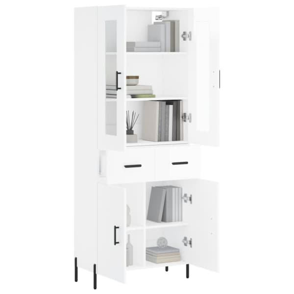 The Living Store højskab 69,5x34x180 cm konstrueret træ hvid højglans - Skænke