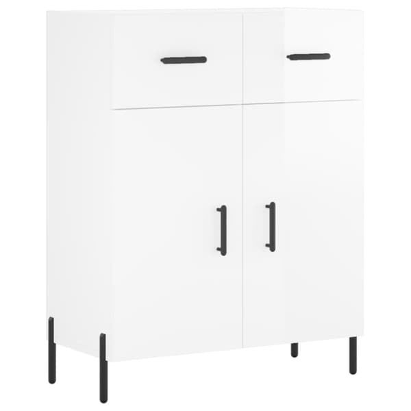 The Living Store højskab 69,5x34x180 cm konstrueret træ hvid højglans - Skænke