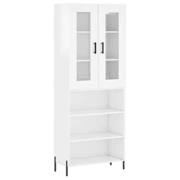 The Living Store Högskåp högglans vit 69,5x34x180 cm konstruerat trä - Skänkar & serveringsbord