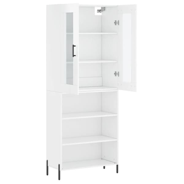 The Living Store Högskåp högglans vit 69,5x34x180 cm konstruerat trä - Skänkar & serveringsbord