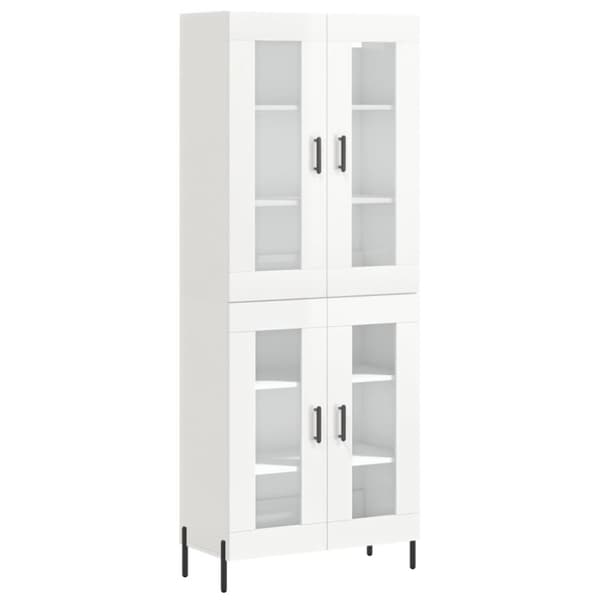 The Living Store højskab 69,5x34x180 cm konstrueret træ hvid højglans -  Skænke