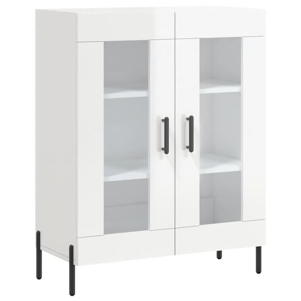 The Living Store højskab 69,5x34x180 cm konstrueret træ hvid højglans -  Skænke