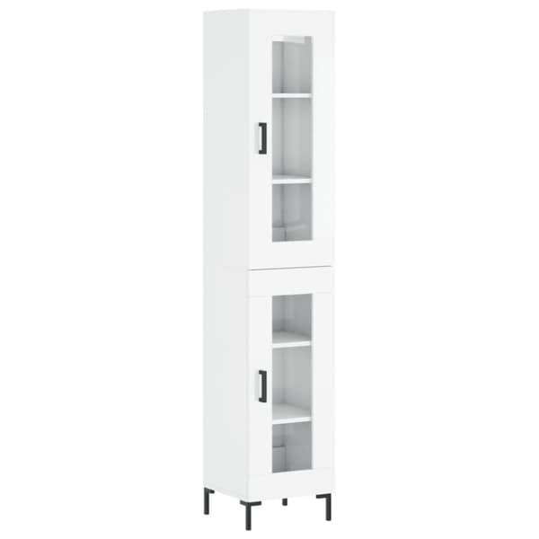 The Living Store Högskåp vit högglans 34,5x34x180 cm konstruerat trä -  Skänkar & serveringsbord