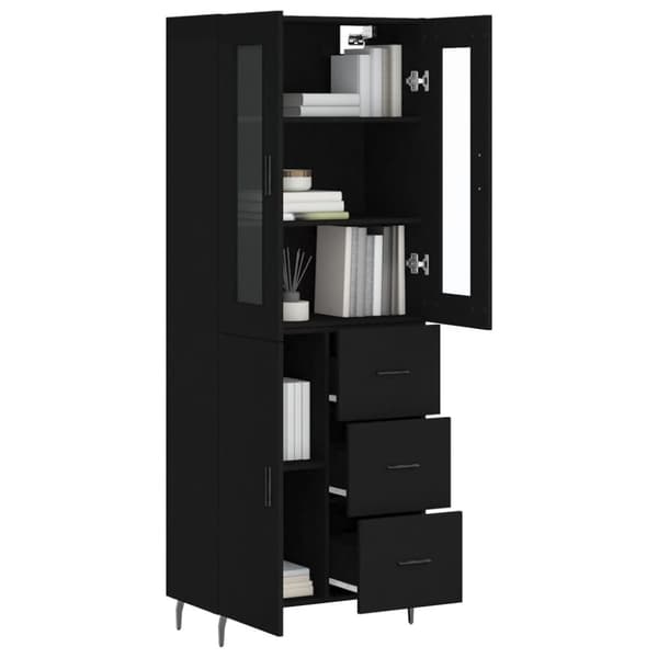 The Living Store højskab 69,5x34x180 cm konstrueret træ sort -  Skænke