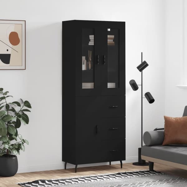 The Living Store højskab 69,5x34x180 cm konstrueret træ sort -  Skænke