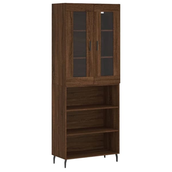 The Living Store Högskåp brun ek 69,5x34x180 cm konstruerat trä -  Skänkar & serveringsbord