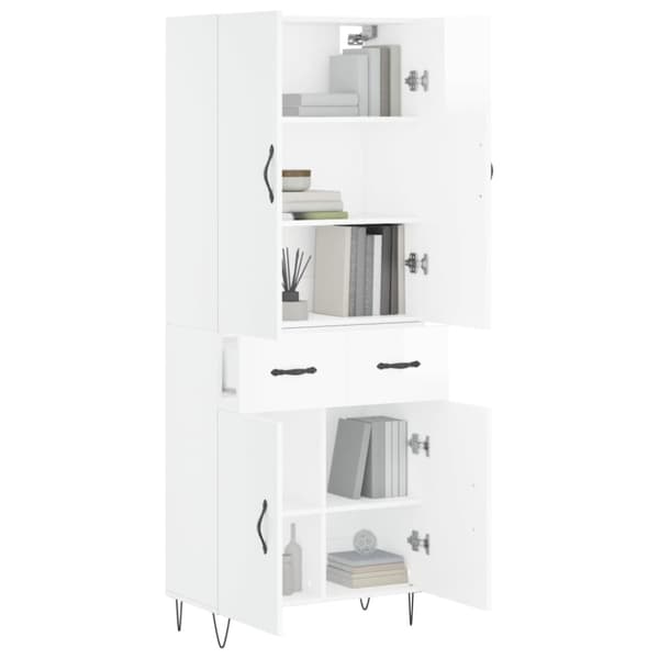 The Living Store Högskåp högglans vit 69,5x34x180 cm konstruerat trä -  Skänkar & serveringsbord
