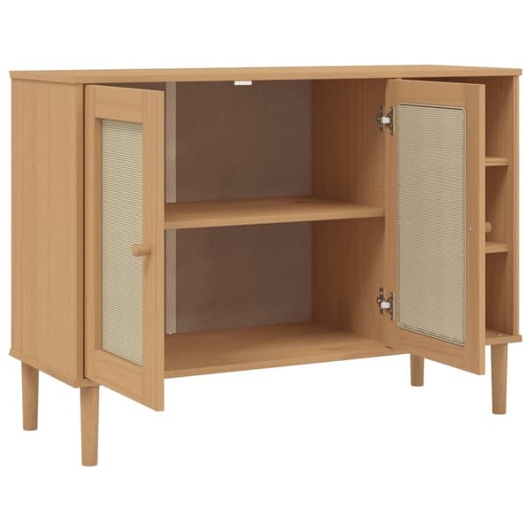 The Living Store Senkki SENJA rottinkityyli ruskea 112x40x80 cm täysi mänty -  Tarjoilupöydät & senkit