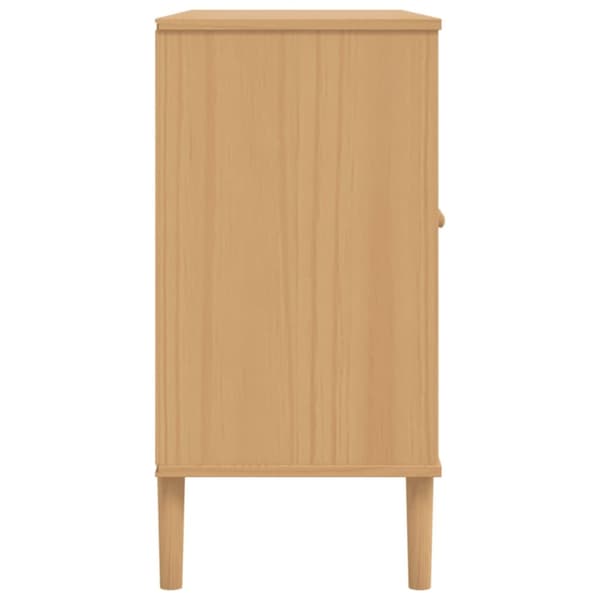 The Living Store Senkki SENJA rottinkityyli ruskea 112x40x80 cm täysi mänty - Tarjoilupöydät & senkit