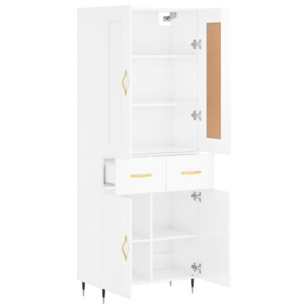The Living Store højskab 69,5x34x180 cm konstrueret træ hvid højglans - Skænke