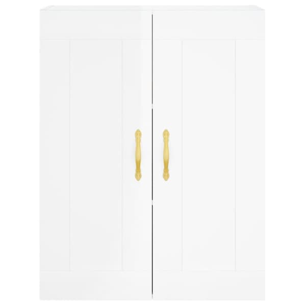 The Living Store højskab 69,5x34x180 cm konstrueret træ hvid højglans - Skænke