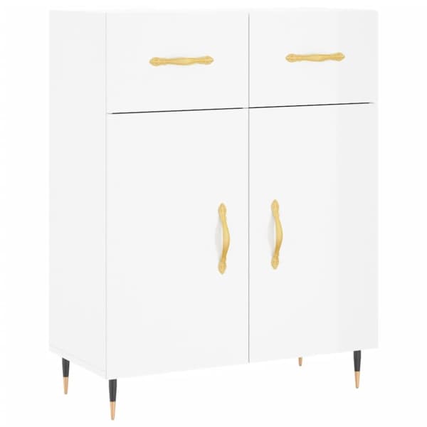The Living Store højskab 69,5x34x180 cm konstrueret træ hvid højglans - Skænke