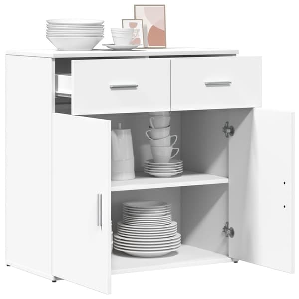 The Living Store Senkki valkoinen 79x38x80 cm tekninen puu - Tarjoilupöydät & senkit